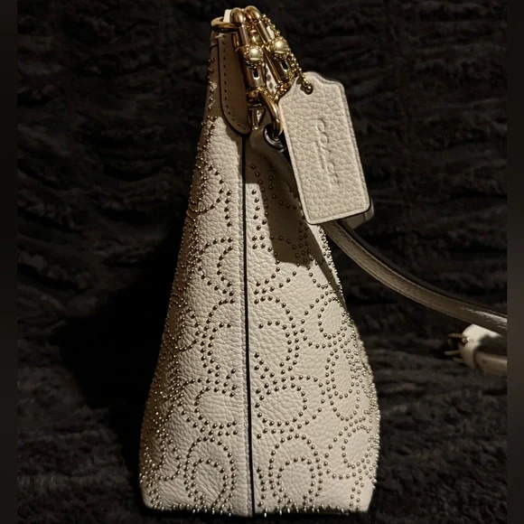 Coach Laurel with Signature Rivets in Chalk/Gold - Picture 5 of 11